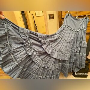 Flamenco Cotton Elegant Blue Ruffled Skirt XXL ( fits like L)